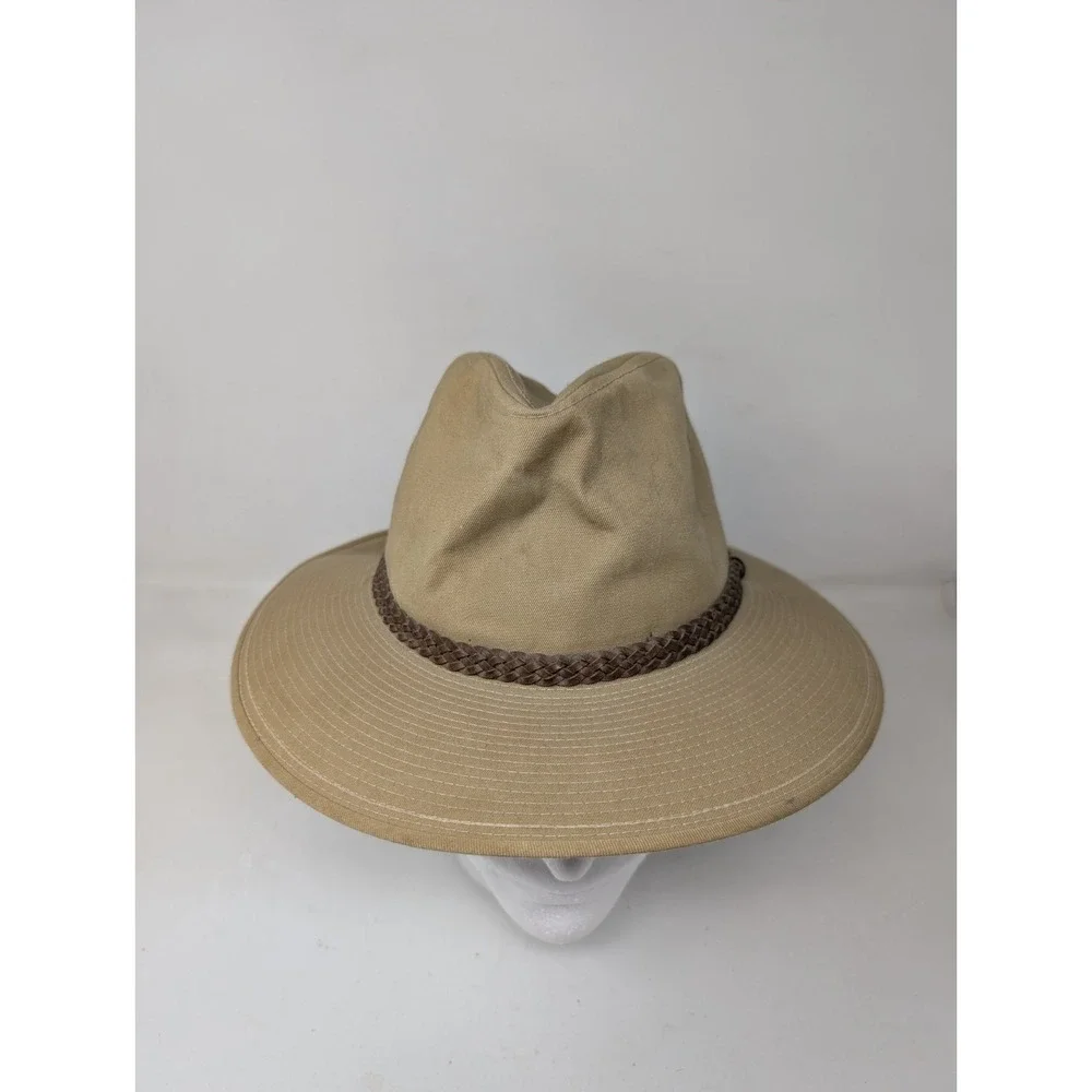 Vintage Fedora Hat Made in USA Men's Size Medium Safari Outdoor Canvas Sun Beige